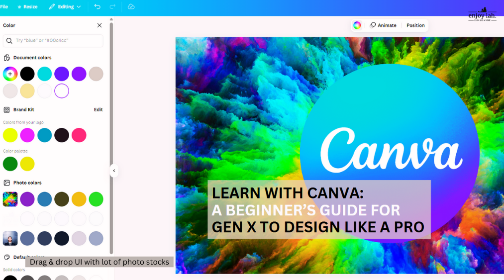 canva is drag and drop UI